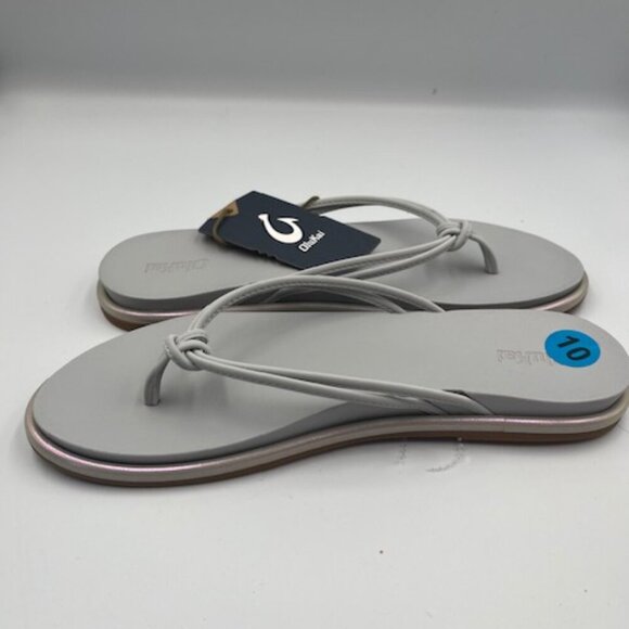 NEW Olukai AKA Flip Flop‎ In Iridescent Vapor Women’s Gray / Pink Size 10 NWT - Picture 6 of 12